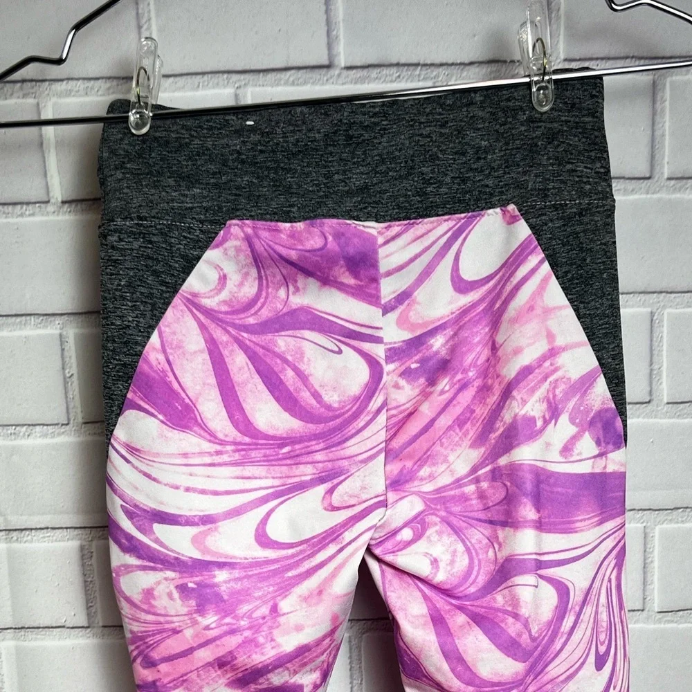 Justice Active Gray/Pink /Purple Swirl Leggings for girls/Size 10